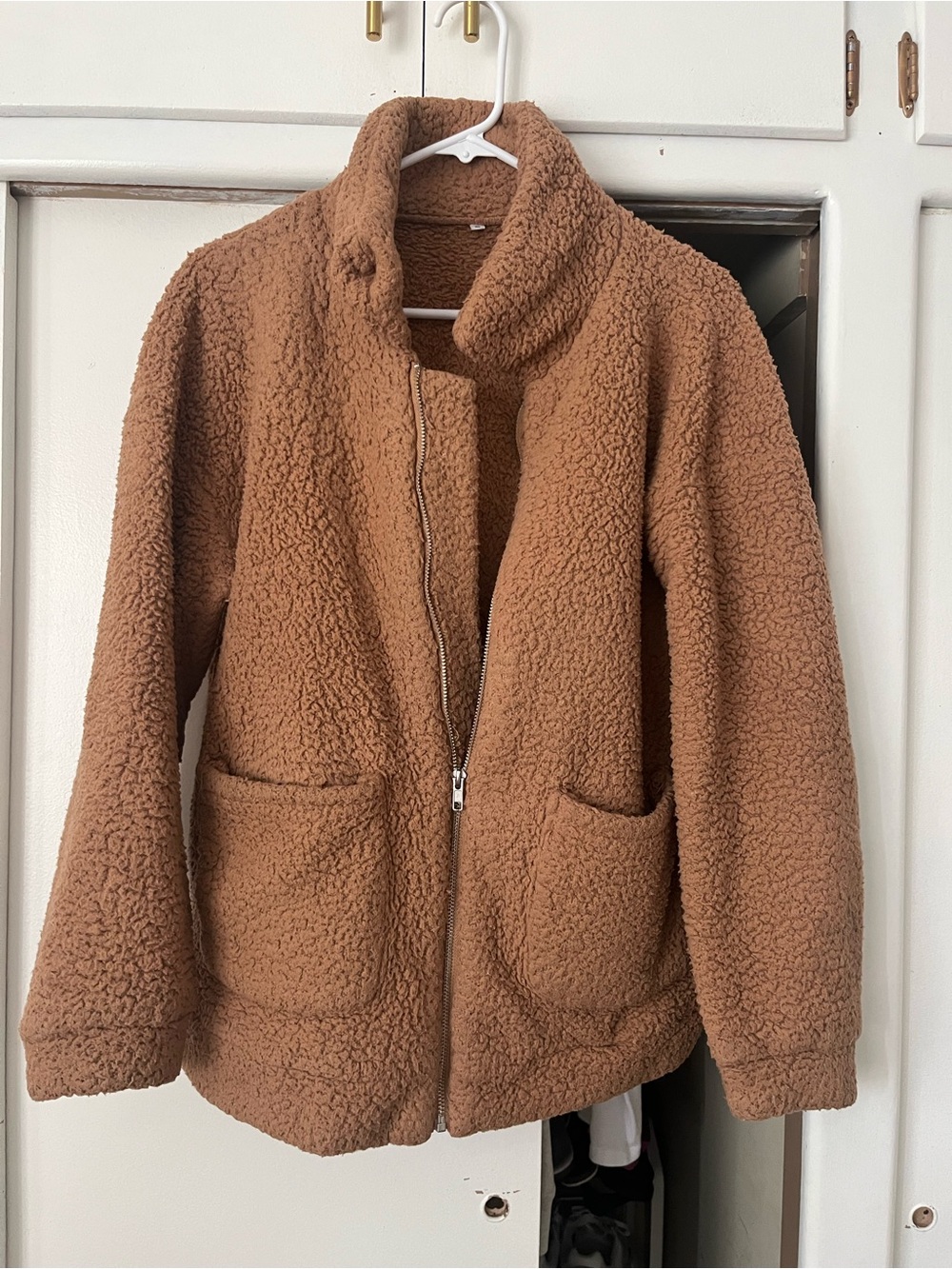 Cozy Teddy Zip-Up Jacket - Brown